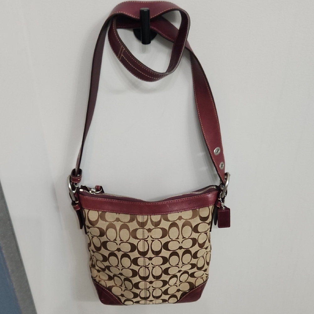Coach Burgundy and Tan Crossbody Bag